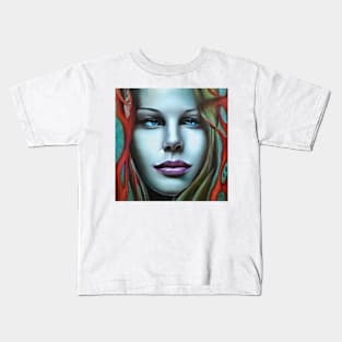 portrait in blue Kids T-Shirt